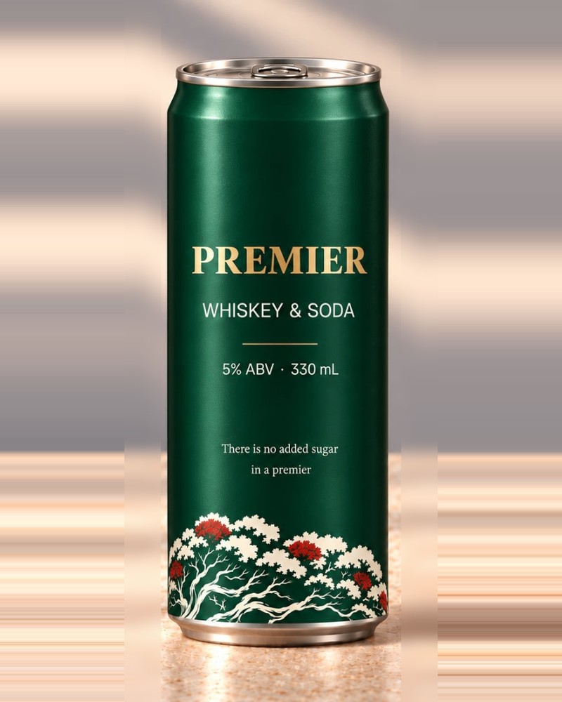Kawau Bay Premier Whiskey and Soda can
